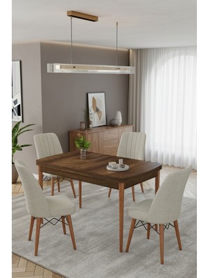 Baresmu Karba 70X110 Sabit Sunta Masa Yemek Odası Takımı, Mutfak Masası Takımı 4 Adet Sandalye