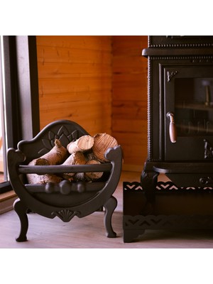 Samsun Soba Anka Modern Şömine Odunluğu - Siyah Statik Boyalı Odun Taşıma Standı