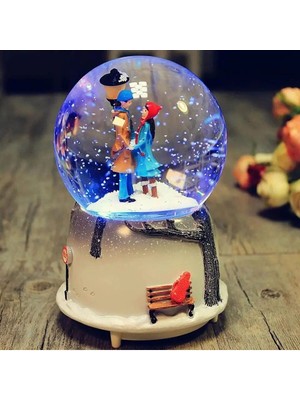 Normadia 3D Kabartmalı Işıklı Sevgiliye Hediye Kar Küresi Müzikli