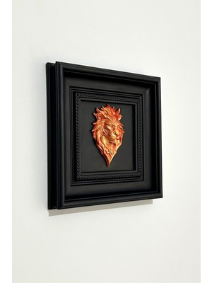 Dokulu Ruhlar Aslan Duvar Dekorasyonu, Modern Çerçeveli Tablo, Sevgililer Gününe Özel Tasarım