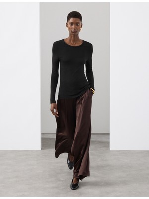 Marks & Spencer Ipekli Slim Fit Uzun Kollu Tişört