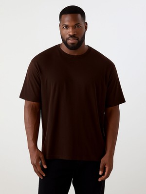 Lc Waikiki Yeni Sezon Büyük Beden Bisiklet Yaka %100 Pamuk Erkek Tişört