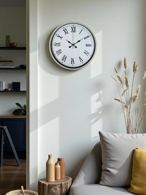 Zentime 36 cm Krem Dekoratif Duvar Saati