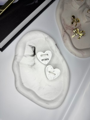 Dekoratif Takı Tabağı & Yüzük Tutucu – El Yapımı Taş Tozu Set