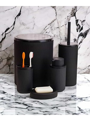 Özbience Şık 5’li Akrilik Yuvarlak Banyo Seti, Modern ve Kullanışlı Tasarım