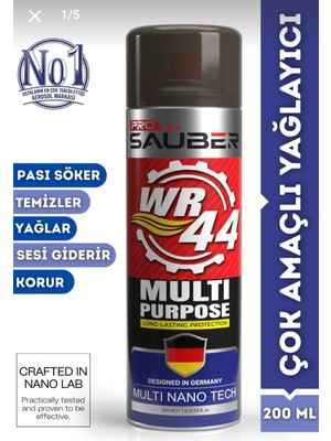 PROSAÜBER Pro Sauber WR44 Çok Amaçlı Yağlayıcı Sprey 200 ml | Pas Sökücü | Gıcırdı Keser | Koruyucu