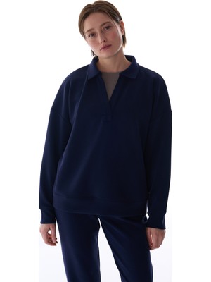 Penti Lacivert Polo Yaka Modal Sweatshirt