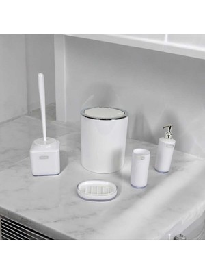 Özbience Şık 5'li Yuvarlak Kristal Banyo Seti, Zarif ve Kullanışlı Tasarım