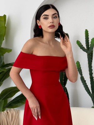 Yeşil Sarmaşık Mariana Midi Elbise