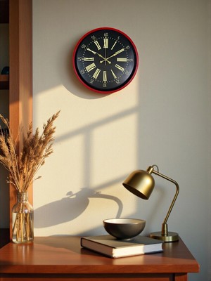 Zentime 36 cm Kırmızı Dekoratif Duvar Saati