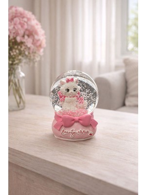 Normadia Parlak Kedi Temalı Kar Küresi, Işıklı ve Şık Dekorasyon Hediye