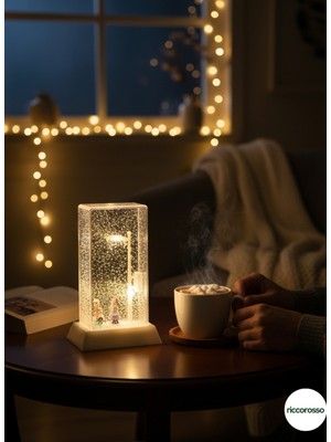 Normadia Romantik Sokak Lambası Tasarımlı Işıklı Kar Küresi Dekoratif Masa Lambası