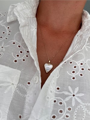 Hercy Sedef Kalpli Paslanmaz Çelik Gold Kolye