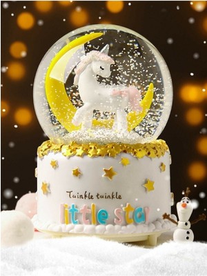 Normadia Rüya Gibi Unicorn Kar Küresi Işıklı ve Müzikli, Şık Dekorasyon Parçası
