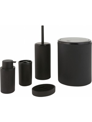 Özbience Şık Siyah 5'li Banyo Seti, Zarif ve Kullanışlı Tasarım
