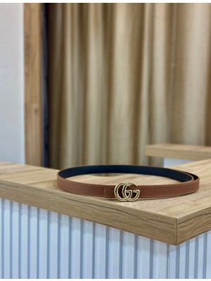 Erdesign Kadın Taba Gold Detaylı Kemer Kadın Kemer