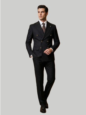 Hermose Prestige  | Siyah Kruvaze Takım Elbise