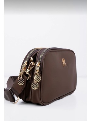 Hegef Shoes Kadın Kahverengi Üç Bölmeli Ayarlanabilir Çapraz Askılı Çanta