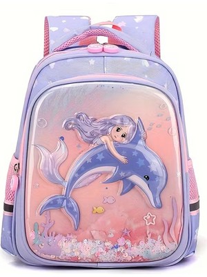 Hüvendo Su Geçirmez 3 Boyutlu Ortopedik Sırt Destekli Kız Çocuk Anaokul Çantası Lila