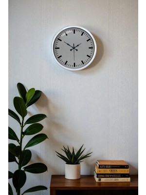 Zentime 40 cm Metal  Beyaz Modern Duvar Saati