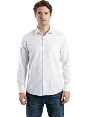 Süvari Erkek Armürlü Gömlek Bbb Uzun Kol GM2025000382 Beyaz