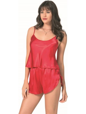 MTM My The Mall Giyim Kırmızı Saten Babydoll Şort Takımı
