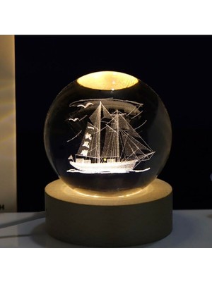 Normadia Işıklı Yelkenli Gemi Tasarım Cam Küre, Şık ve Zarif Dekoratif Hediye