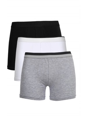 MTM My The Mall Erkek Penye 3'lü Boxer Siyah-Beyaz-Gri