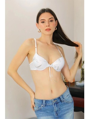 MTM My The Mall Kadın Destekli Balenli Desenli Sütyen Beyaz