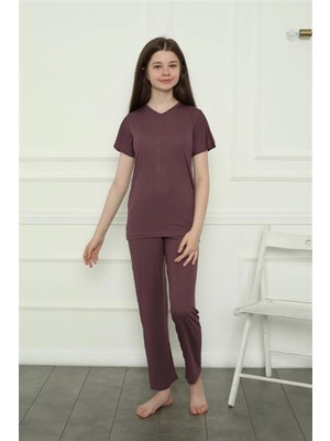 MTM My The Mall Kız Çocuk Penye Pijama Takım Mürdüm