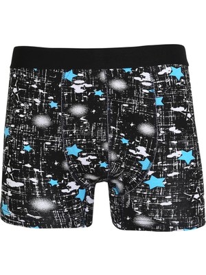 MTM My The Mall Erkek Penye Likralı Desenli Boxer Siyah