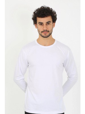 MTM My The Mall Erkek Sıfır Yaka Uzun Kol Beyaz Fanila