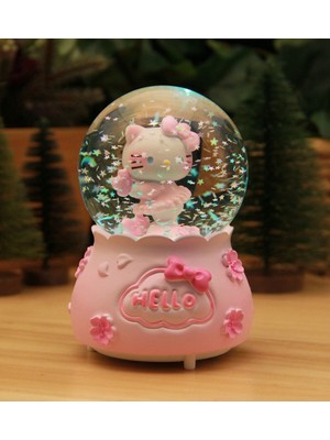 Normadia Pembe Hello Kitty Işıklı ve Müzikli Büyük Boy Kar Küresi