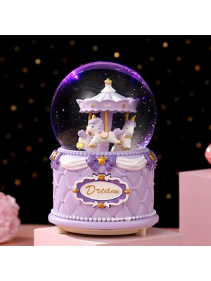 Normadia Mor Atlı Karınca Büyük Boy Kar Küresi Işıklı ve Müzikli, Püskürtmeli