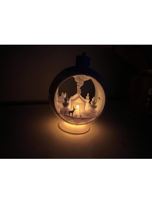 Normadia Şeffaf Kardan Küre Gece Lambası, Sıcak ve Sakin Atmosfer Yaratır