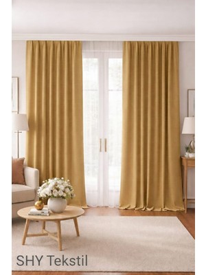 Shy Tekstil Lüks 1.sınıf Eleganse Bej Karartma Blackout Tek Kanat  Düz Dikim Fon Perde