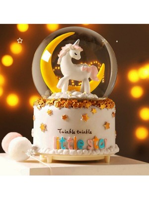 UltraNova Rüya Gibi Unicorn Temalı Işıklı Kar Küresi ve Müzik Kutusu 12 cm