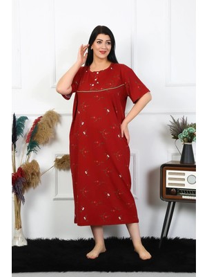 MTM My The Mall Kadın Büyük Beden Kısa Kol Bordo Anne Gecelik