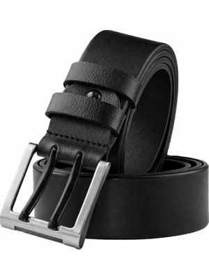 DeepSEA Erkek Siyah Hakiki Deri Çift Dilli Geniş Kemer – Spor Tokalı Günlük Kullanım 1801295