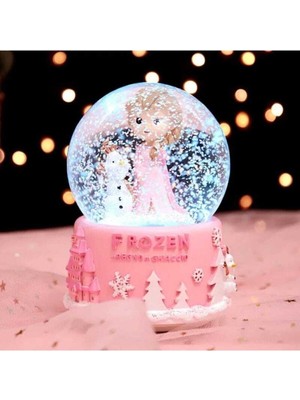 Normadia Büyük Boy Kar Küresi, Müzikli, Pembe, Işıklı, Olaf ve Elsa Temalı