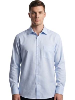 Süvari Erkek Armürlü Gömlek Bbb Uzun Kol GM2025000386 Buz Mavi