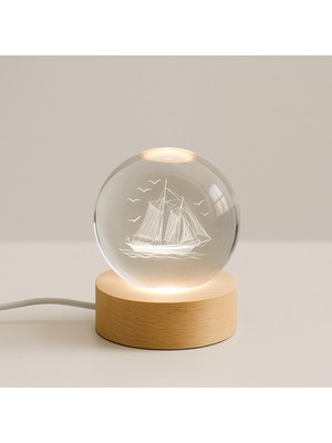 Normadia Renkli 3D Cam Küre LED Işıklı USB Bağlantılı Gece Lambası