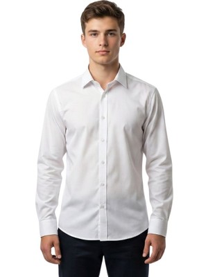 Süvari Wonder Slım Uzun Erkek Gömlek GM1007100693 Beyaz