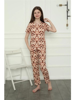 MTM My The Mall Kız Çocuk Penye Pijama Takım Sütlü Kahve