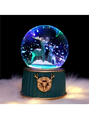 Normadia Yılbaşı Temalı Otomatik Işıklı Müzikli Orta Boy Geyik Kar Küresi