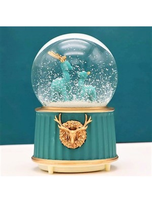 Normadia Işıklı ve Müzikli Büyük Boy Çift Geyikli Kar Küresi, Dekoratif Hediye
