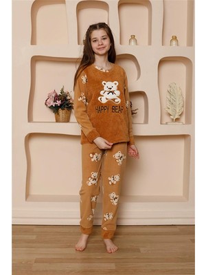 MTM My The Mall Kız Çocuk Welsoft Polar Pijama Takımı Sütlü Kahve