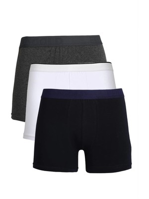 MTM My The Mall Erkek Penye 3'lü Boxer Füme-Beyaz-Lacivert
