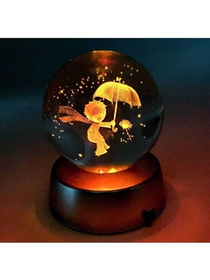 Normadia Renk Değişen LED Cam Küre Gece Lambası, Dekoratif ve Hediyelik, Küçük Prens 1