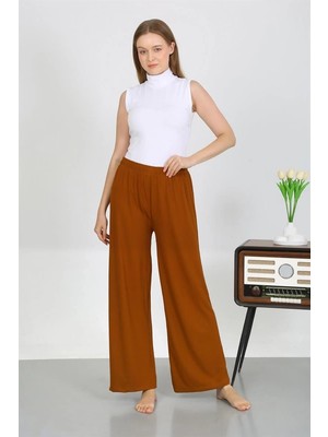 MTM My The Mall Kadın Bürümcük Kumaş Hafif-Esnek Pantolon 210074 Kahve